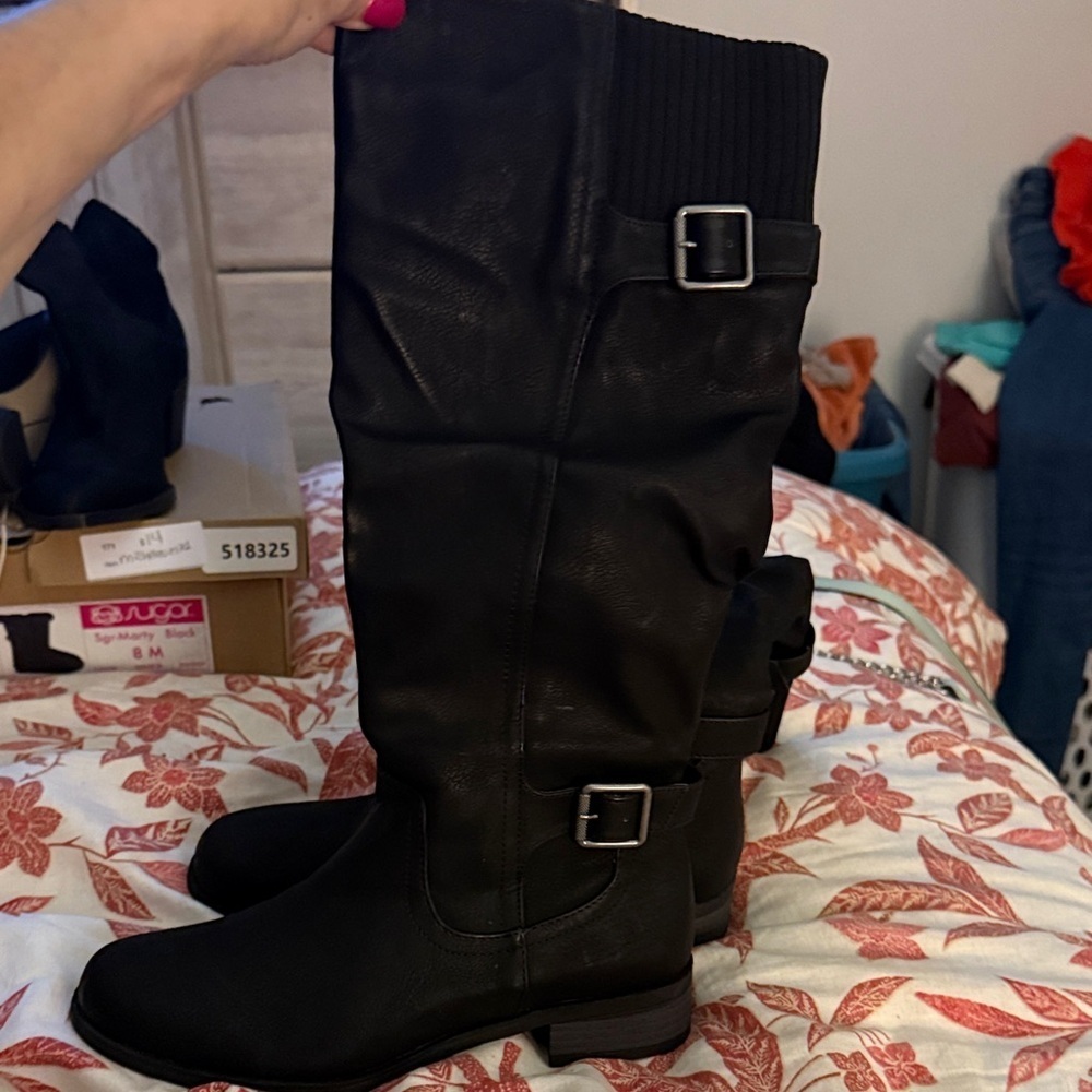 XOXO Black Over the Knee Boots